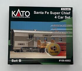 Kato N-scale Santa Fe Super Chief 4 Car Set B #106-6002 New Old Stock
