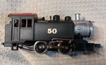 Ho-scale Model Power 0-4-0 Tank Steam Locomotive Road Number #50 Untested. Fixed Price $29.95.