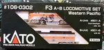 Scale Kato 106-0302 Western Pacific F3 A&b Diesel Locomotive Set #801 Ex (a). Fixed Price $239.95.