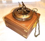 Sun Dial Pocket Watch Brass Compass Chain Antique Gold Lustre Wooden Box Uk. Fixed Price $97.35.