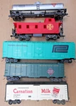 Ho Freights (5) W/ Kadee Knuckle Couplers - Rea, Pc, Conoco, Carnation, Atsf. Fixed Price $24.95.