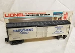 Lionel Train Dairymen's League Milk Reefer Railroad Box Car 6-5701 (3D). Fixed Price $22.50.