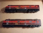 Proto 2000 21082/21083 Gulf, Mobile, & Ohio E7A #100 #103 Locomotive Set. Fixed Price $150.99.