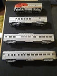 Vintage Ho Scale Athearn Sante Fe F7A Loco, Post Office, Vista, Diner 4 Pc Set. Fixed Price $170.00.