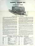 1950S Varney No. 1932-K Vanderbilt Tender Kit Instruction Sheet Parts List. Fixed Price $15.00.