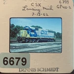 Csx 6399 GP40-2 Train Locomotive Slide Lansing Michigan 2002 Railroad Photo. Fixed Price $7.99.