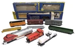 Vintage Ahm Ho Train 9 Piece Lot Engine Caboose Flat Gondola Tanker & Misc Track. Fixed Price $27.95.