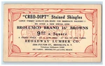 1925 Broadway Lumber Co. Stained Shingles Brooklyn Ny Advertising Postcard. Fixed Price $14.98.