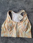 Fabletics The Go Front Zip Sports Bra Xs Peach Micro Camo Med. Compression. Fixed Price $24.87.