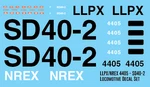 Ho Scale Llpx Nrex SD40-2 #4405 Locomotive Decals. Fixed Price $9.00.