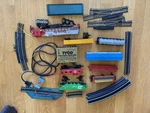 Vintage 1976 Tyco Train Set Santa Fe, Power Supply, Box Cars, Track Etc.. Fixed Price $60.00.