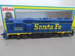 Atlas # 7021 Santa Fe GP-38 Locomotive 3560 Ho Scale Missing Rail Lot B. Fixed Price $55.00.