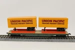 Ho Scale Tyco 369D 50' Flat W/ Piggback Trailers Union Pacific Atsf 90806 Green. Fixed Price $14.89.