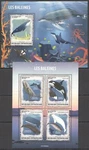 GS0356 2019 Central Africa Whales Fishes Marine Life Fauna #9206-09+BL2038 Mnh. Fixed Price $5.00.