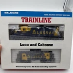 Ho Walthers Trainline Emd GP9M Loco Alaska Rr #1802 & Caboose #1086. Fixed Price $120.00.
