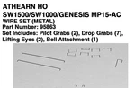 Athearn Ho SW1000/SW1500, MP15-AC Locomotive Part # 95863 Wire Set New. Fixed Price $8.99.