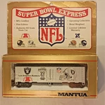 Mantua Ho Scale Super Bowl Express Los Angeles Raiders Boxcar Train. Fixed Price $20.00.