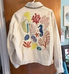 La' Ros Women's Ivory Linen Sea Life Embroidered Button Front Jacket. Fixed Price $50.00.