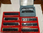 Lot - Ho Scale Proto E7 Locomotive & Pullman/rivarossi Passenger Cars Nib. Fixed Price $300.00.